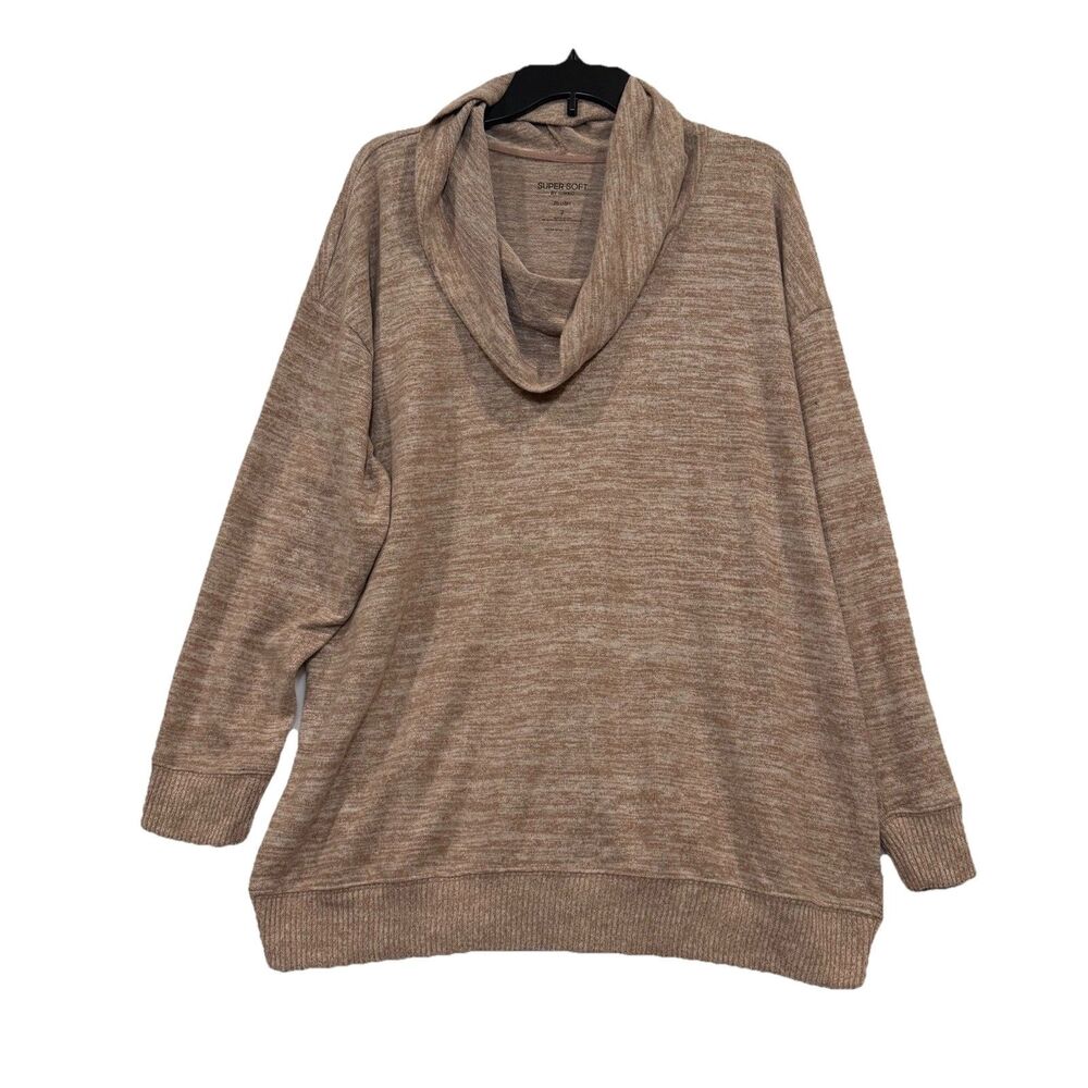 Torrid Super Soft Plush Cowl Drape Neck Tunic Top Heathered Knit Plus Size 2